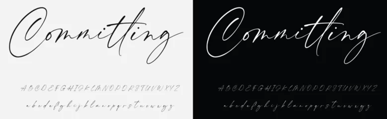Fotobehang signature Font Calligraphy Logotype Script Brush Font Type Font lettering handwritten © ak