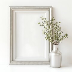 Thick white Simple elegant frame mockup, for wall art mockup background illustration 