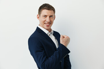 Emotion positive posing men shirt suit stylish mature successful men guy manager confident