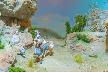 Obraz premium Native Christmas scene of the born baby Jesus Christ in the manger