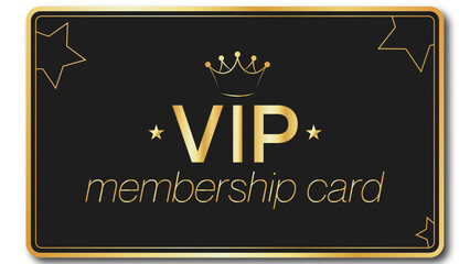 Fototapeta na wymiar VIP membership card gold and black witj stars and crown