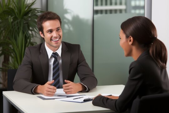 Person wearing polite clothes a hiring ,Interviewing scene illustrates the process of recruiting individuals for candidate. The selectors assess the suitability of applicants through interviews.	