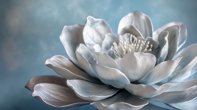a delicate light silver flower petal sculpture. beautiful silver flower wallpaper.