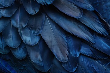 Detailed view of the vibrant blue feathers of a bird, showcasing its intricate texture and color under natural lighting.