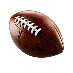 Leather American football ball isolated on white transparent background, American football ball sports equipment on white With work path.