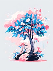 color pop art of bonsai tree