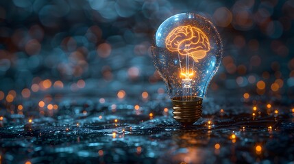 Light Bulb with a brain ICON