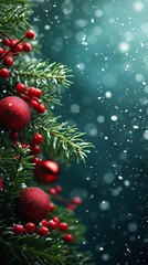 Fototapeta na wymiar Season’s Greetings background with Glittering Christmas Decor