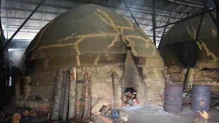 A large charcoal wood kiln in Malaysia