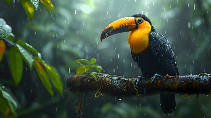 Fototapeta premium Colorful Toucan in the Tropical Rainforest