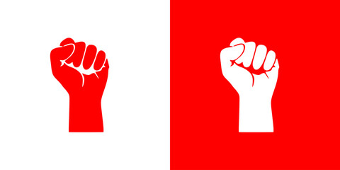 Raised fist hand logo vector icon