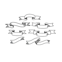 hand drawn ribbon collections vector ilustration