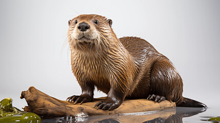 photograph bever isolated in white background