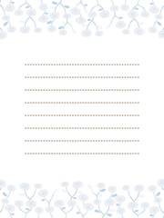 blue camellia flower line frame