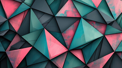 Abstract 3D geometric pattern background in cyan and pink