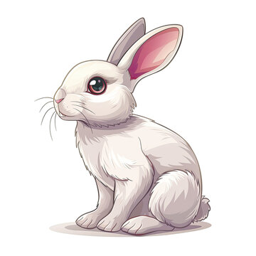  Rabbit Sitting Cartoon, Isolated Transparent Background Images
