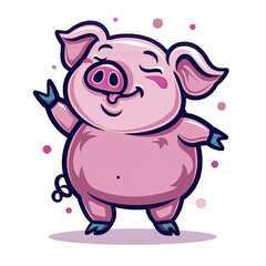 Pig Dabbing Cartoon, Isolated Transparent Background Images
