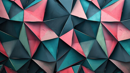 Abstract 3D geometric pattern background in cyan and pink