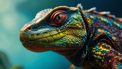 A reptile that changes different colors 8K HDR Size 16.9