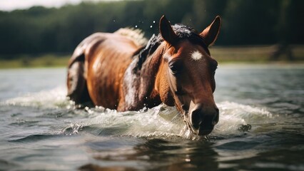 horse on river