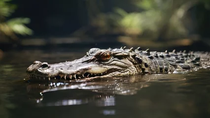 Rolgordijnen crocodile on river  © alvian