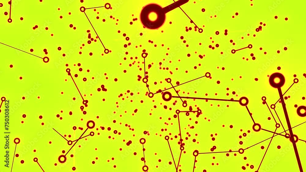 Poster abstract technology background with red animated lines and dots. design. geometrical backdrop with f