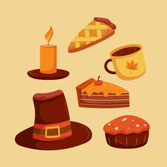 Set Collection of Thanksgiving Element Design