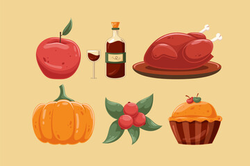 Set Collection of Thanksgiving Element Design