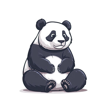 Panda Sitting Cartoon, Isolated Transparent Background Images