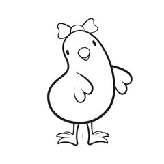black outline cute chick cartoon