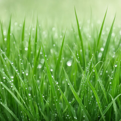 Fototapeta na wymiar background of green grass with dew after rain in the field