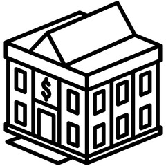 Bank black outline icon, related to market and economy theme. use for modern concept, UI or UX kit, app, and web development,