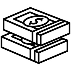 Banknote black outline icon, related to market and economy theme. use for modern concept, UI or UX kit, app, and web development,