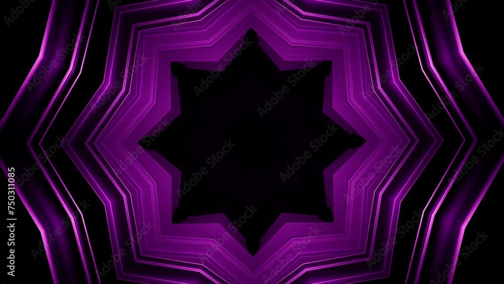 Poster abstract kaleidoscope motion background. motion. flying inside dark tunnel with changing shapes.