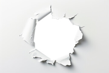 hole of paper ripped as a circle hole in center - obrazy, fototapety, plakaty