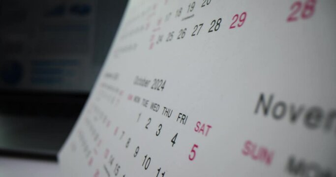 Calendar year 2024 schedule month. 2024 closeup