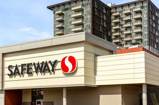 Calgary, Alberta, Canada &ndash; April 22, 2023 : The store sign of Safeway. Canada Safeway is a Canadian supermarket chain mostly operating in the western provinces in Canada.