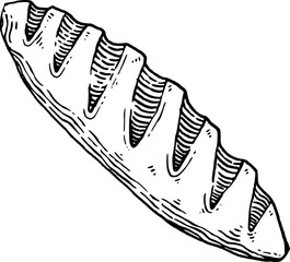 Obraz premium Baguette hand drawn illustration.