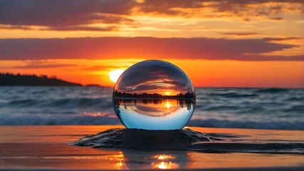 Sunset with a crystal ball - obrazy, fototapety, plakaty