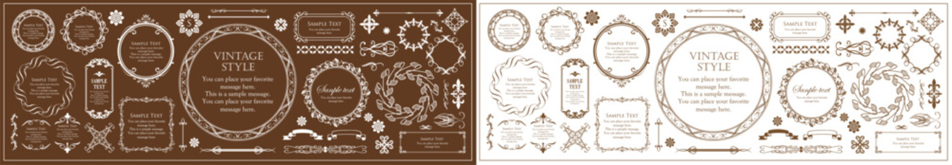 アンティークなフレームと装飾的な罫線