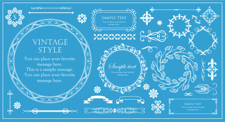 アンティークなフレームと装飾的な罫線