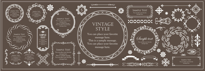 アンティークなフレームと装飾的な罫線