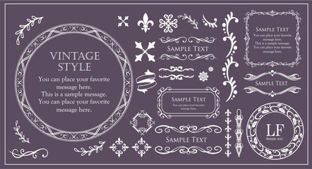 アンティークなフレームと装飾的な罫線