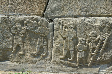 A mural depicting people playing music in &Ccedil;orum Hittite Museum.