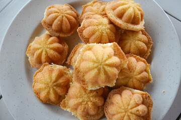 Traditional Malaysian snack known as Bahulu.