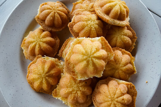 Traditional Malaysian snack known as Bahulu.