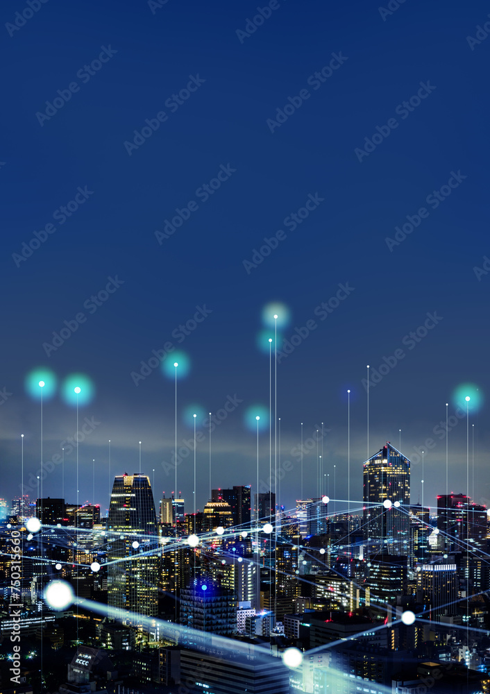 Aufkleber modern city and wireless communication network concept. smart city. digital transformation. vertical