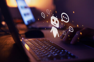 Chatbot concept, digital conversation chatbot assistant, AI Artificial Intelligence for business - 750315812