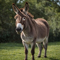 Naklejka na ściany i meble Close-up of a donkey in the grass