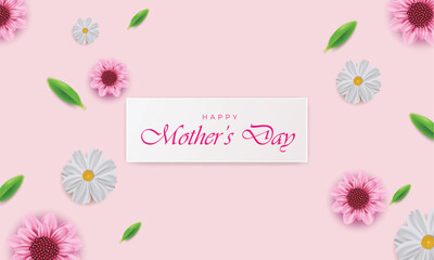 banner Special happy mother's day with realistic flowers